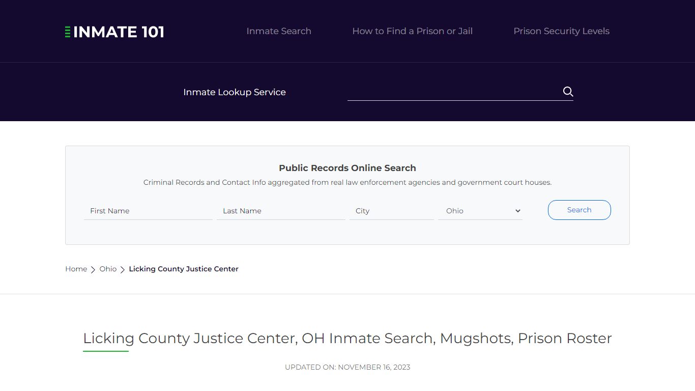 Licking County Justice Center, OH Inmate Search, Mugshots, Prison Roster